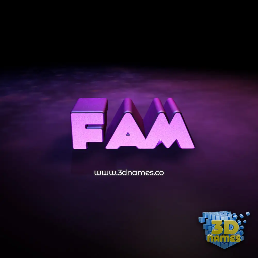 fam in Big Purple style - 3D name wallpaper