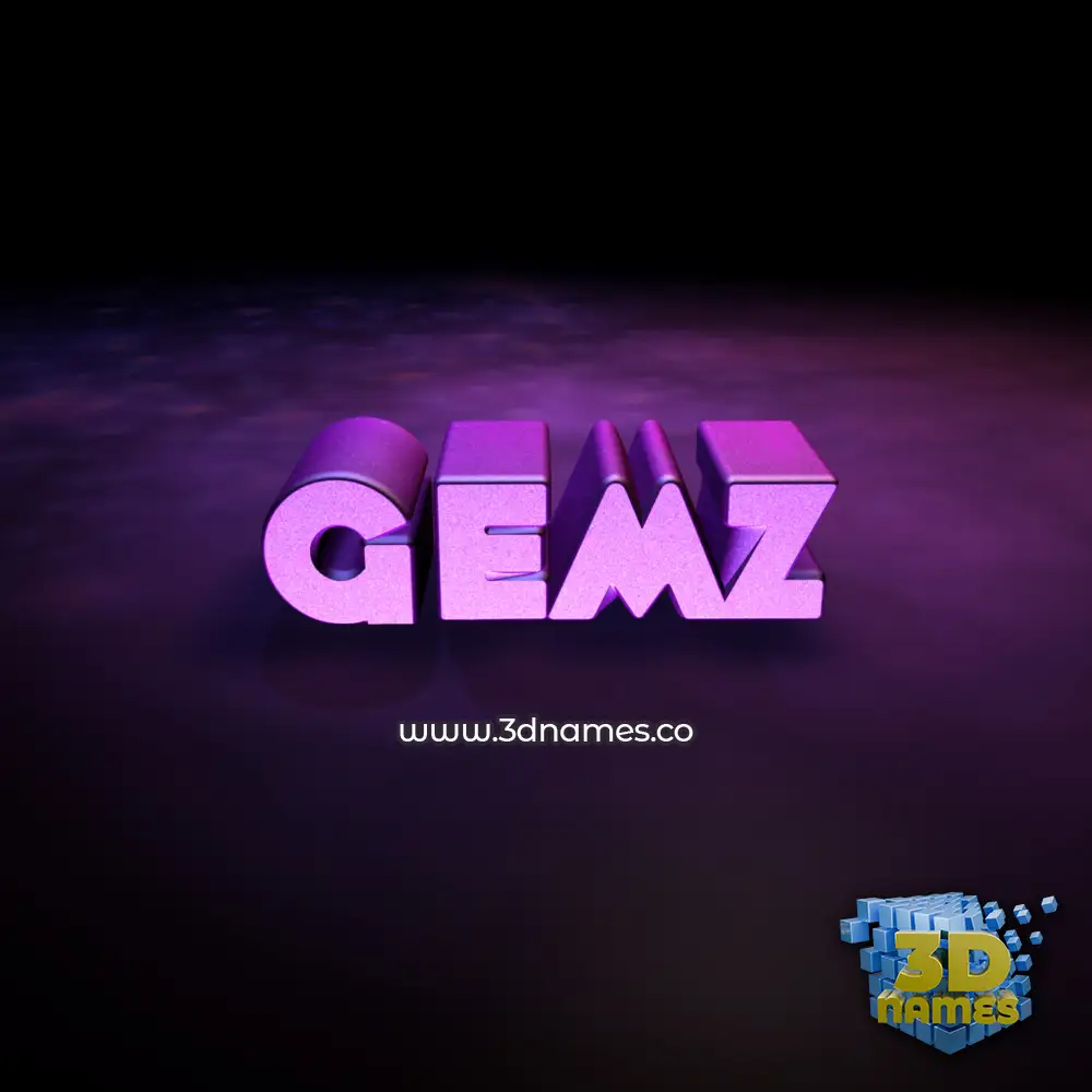 gemz in Big Purple style - 3D name wallpaper
