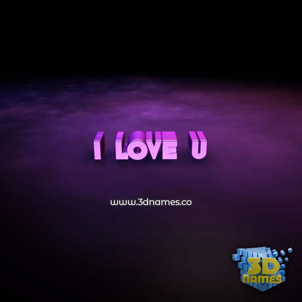 i love u in Big Purple style - 3D name wallpaper