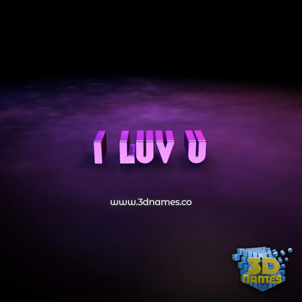 i luv u in Big Purple style - 3D name wallpaper