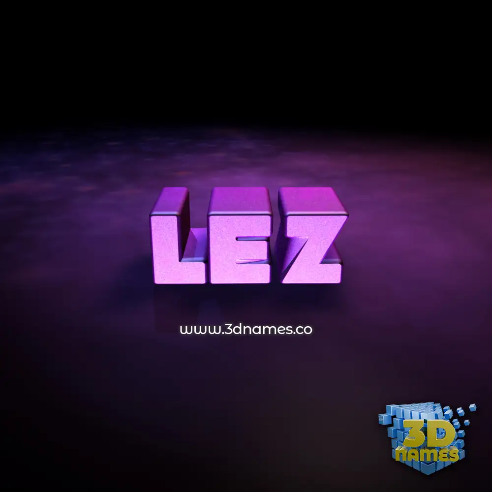 lez in Big Purple style - 3D name wallpaper