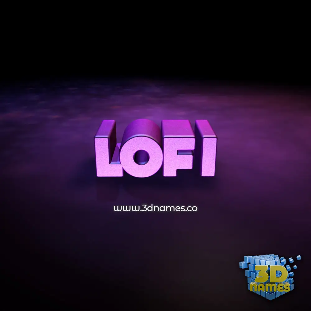 lofi in Big Purple style - 3D name wallpaper