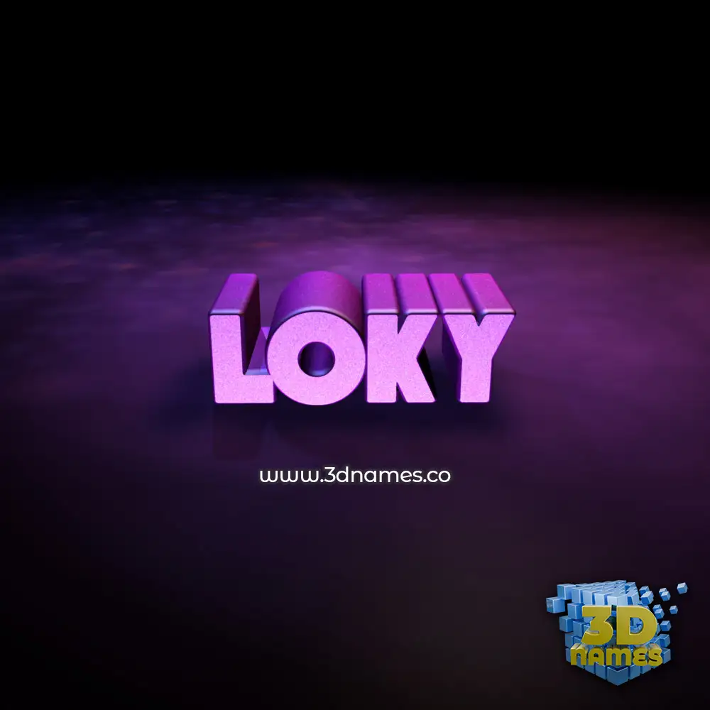 loky in Big Purple style - 3D name wallpaper