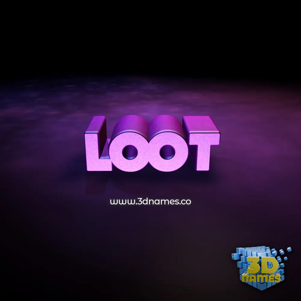loot in Big Purple style - 3D name wallpaper