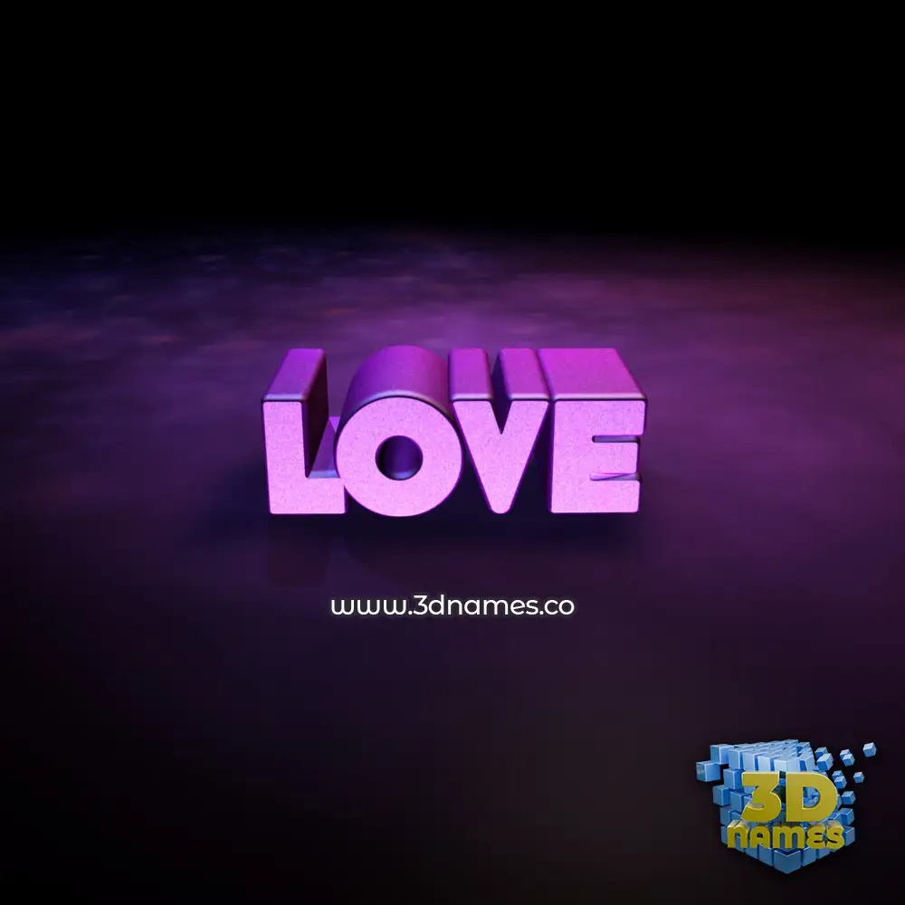 love in Big Purple style - 3D name wallpaper