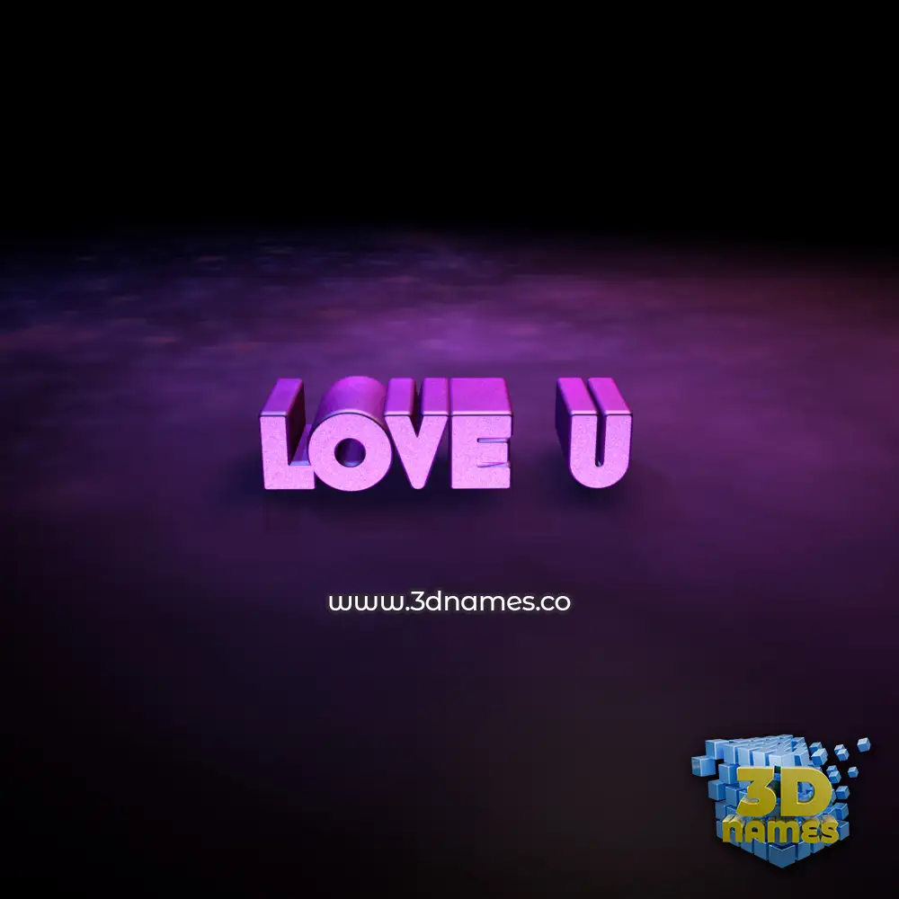 love u in Big Purple style - 3D name wallpaper