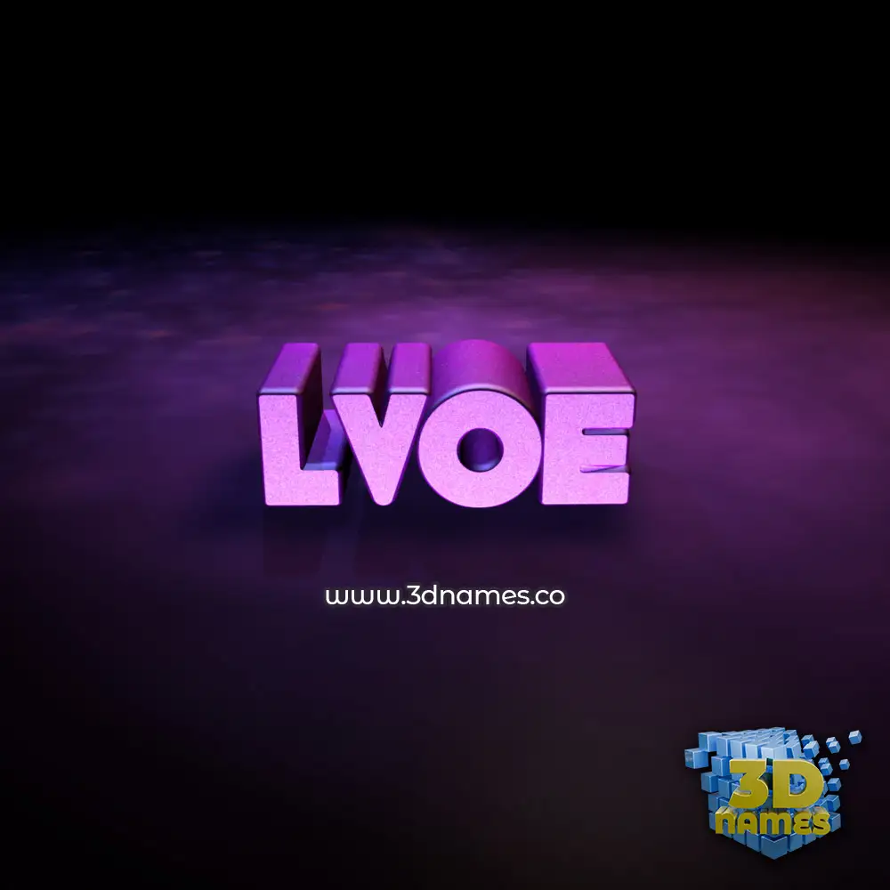 lvoe in Big Purple style - 3D name wallpaper