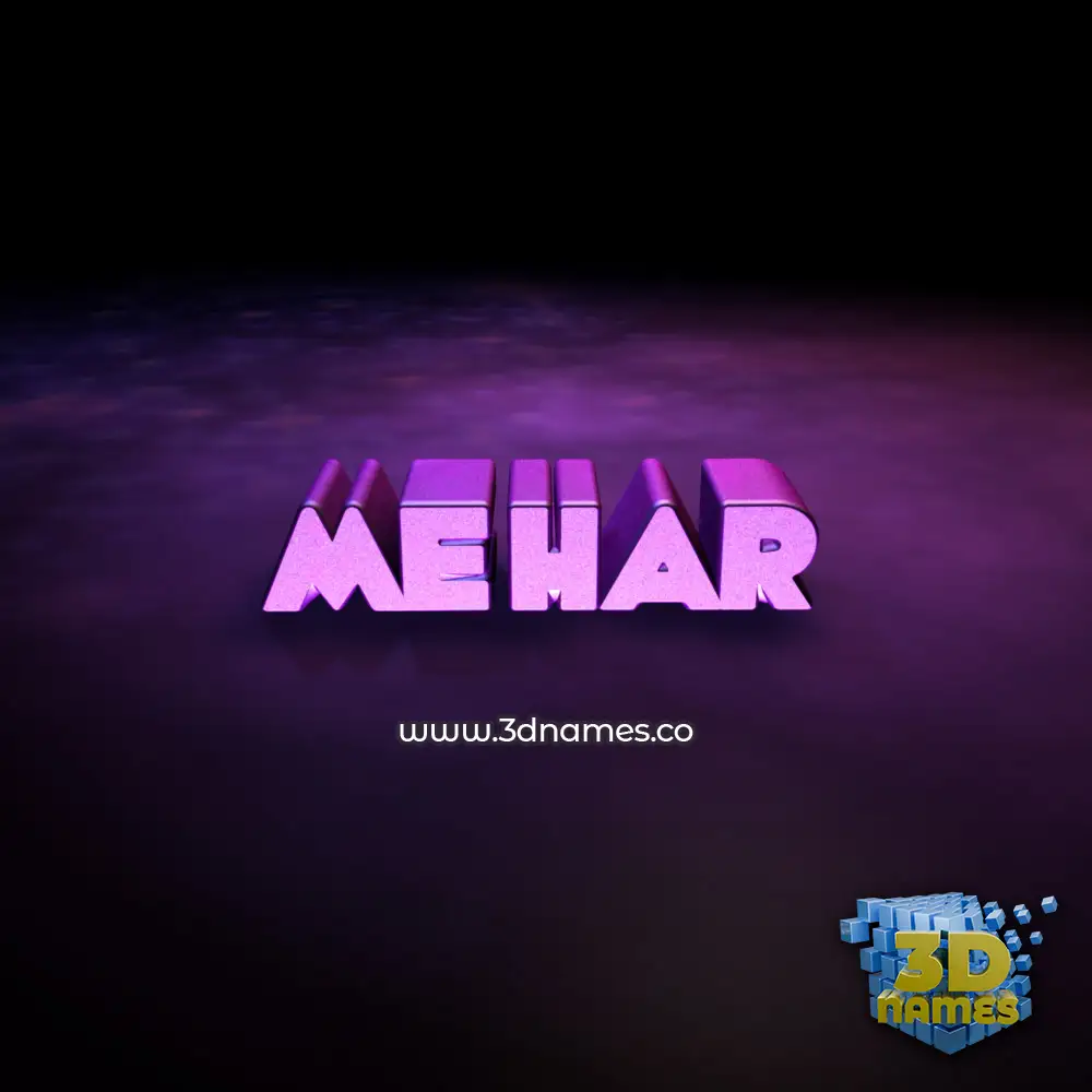 mehar in Big Purple style - 3D name wallpaper