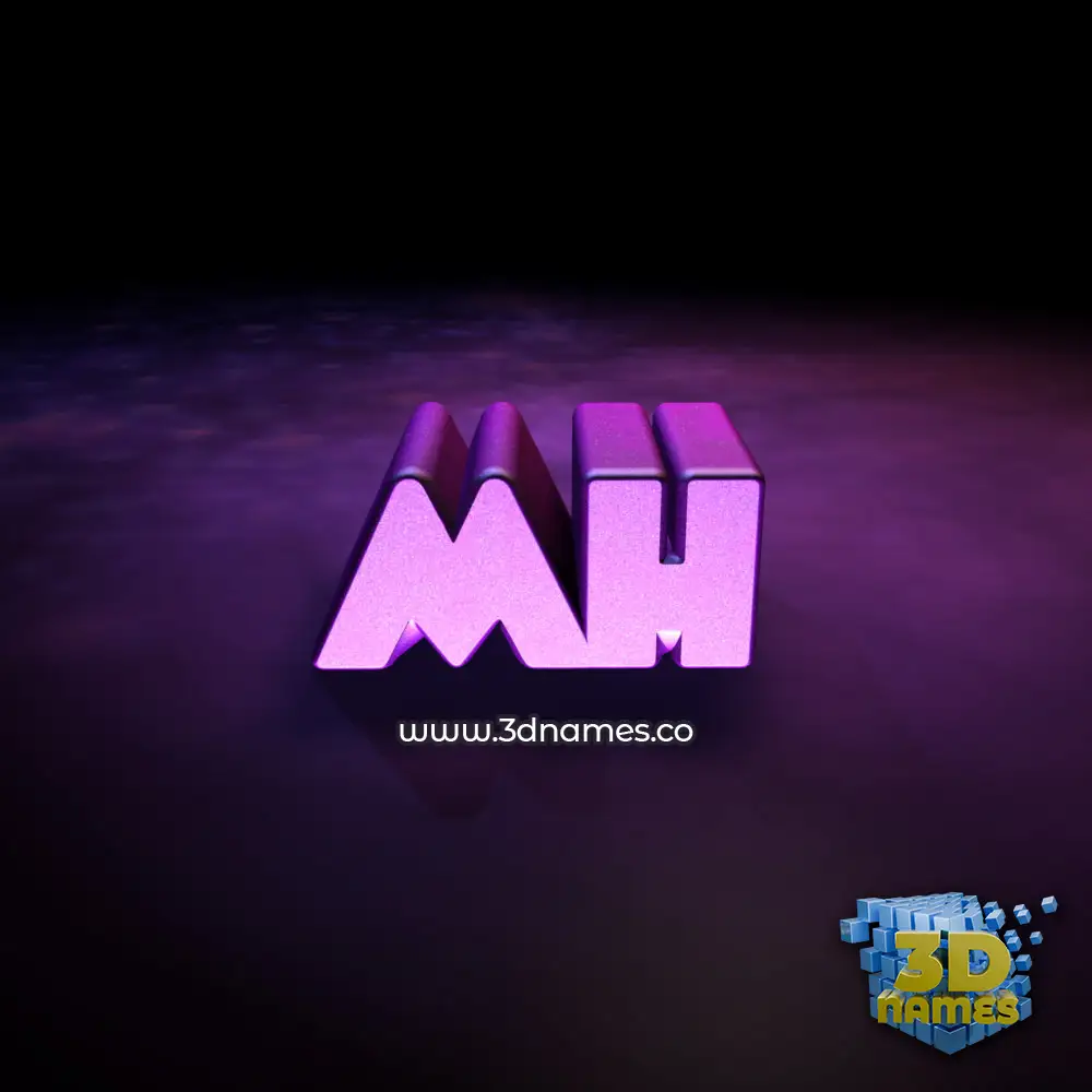 mh in Big Purple style - 3D name wallpaper