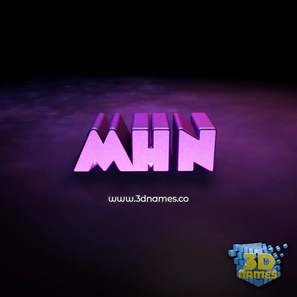 mhn in Big Purple style - 3D name wallpaper