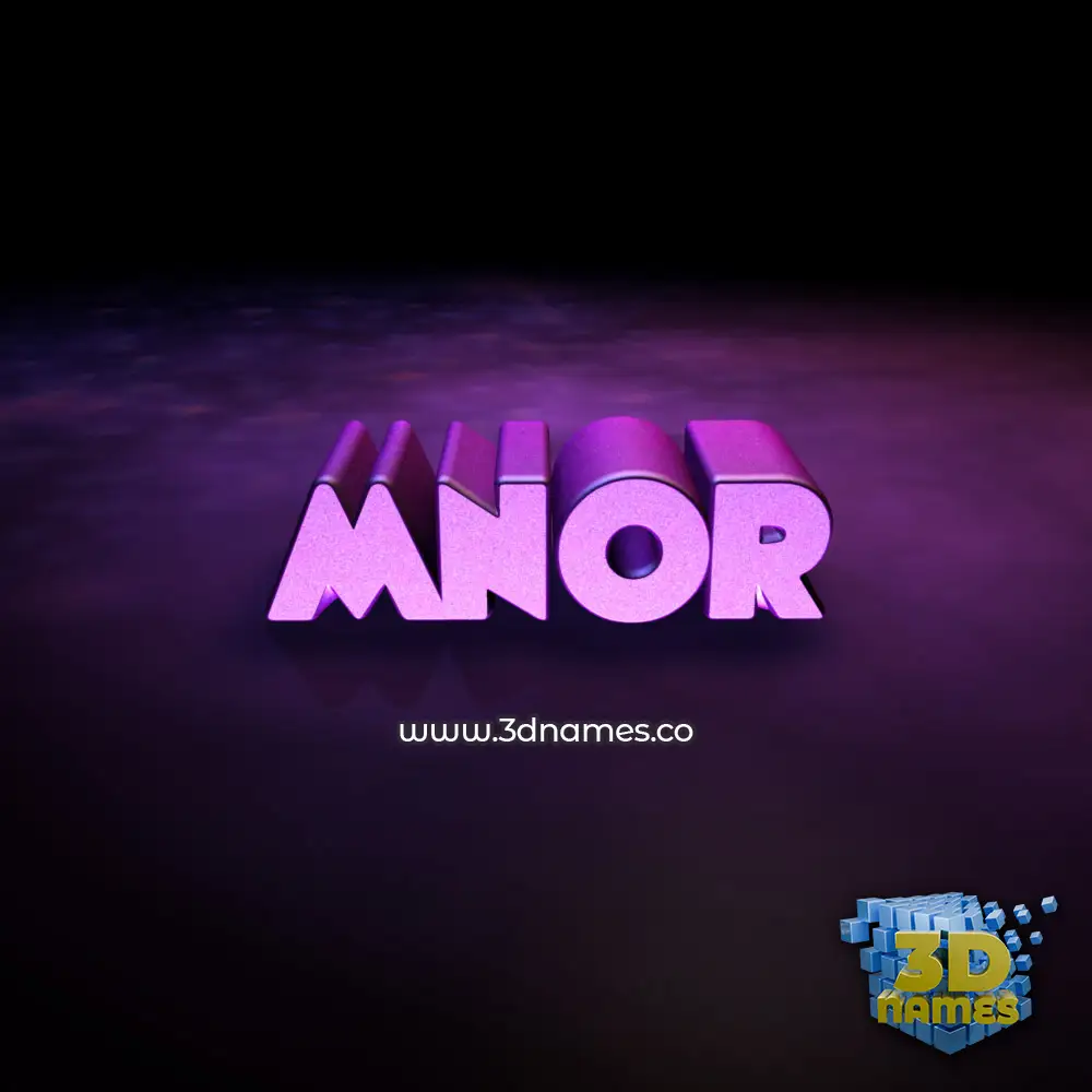 mnor in Big Purple style - 3D name wallpaper