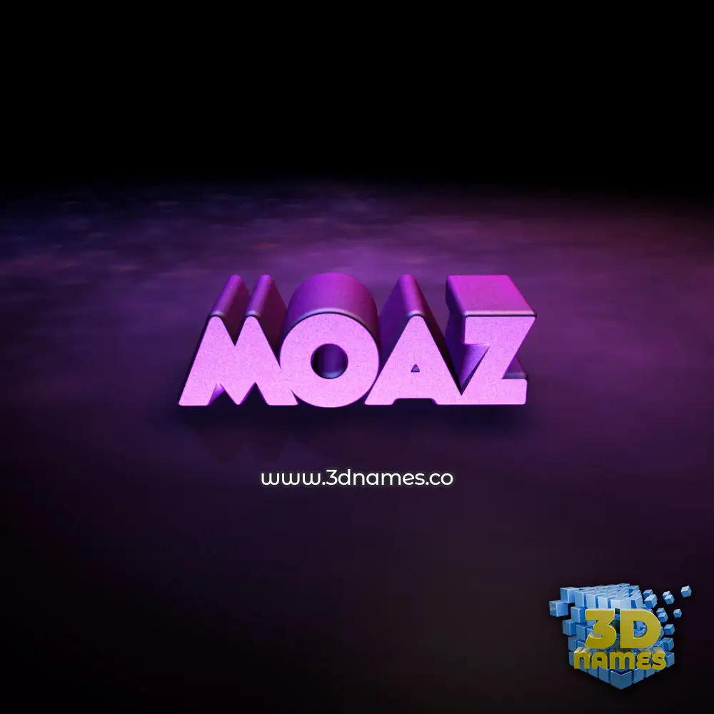 moaz in Big Purple style - 3D name wallpaper