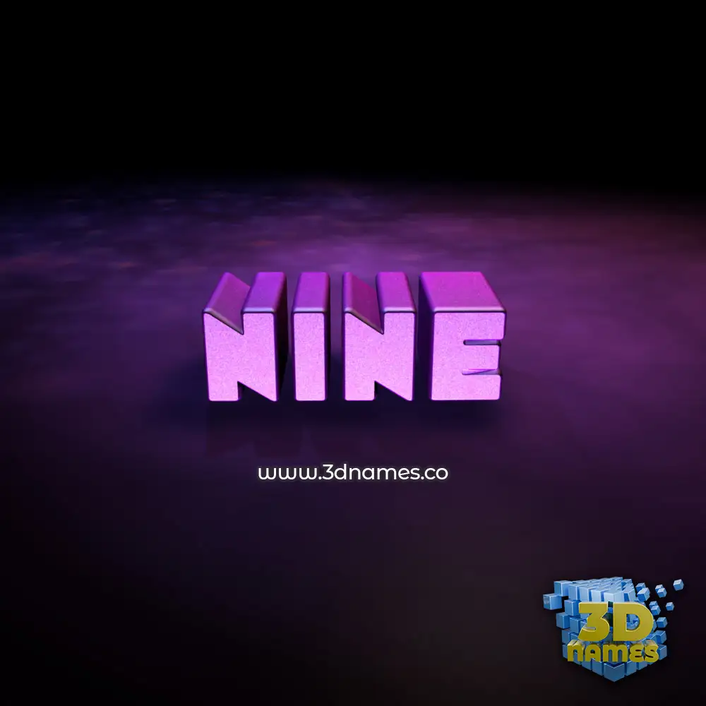 nine in Big Purple style - 3D name wallpaper