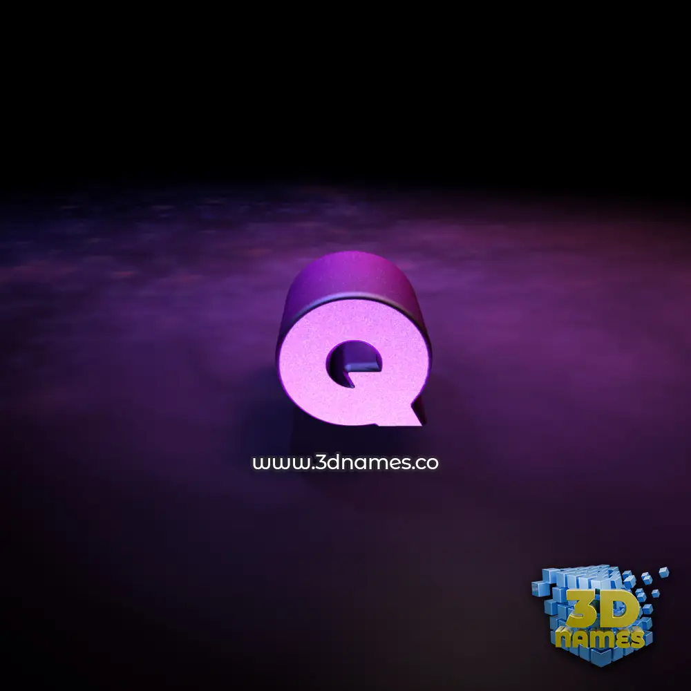 q in Big Purple style - 3D name wallpaper