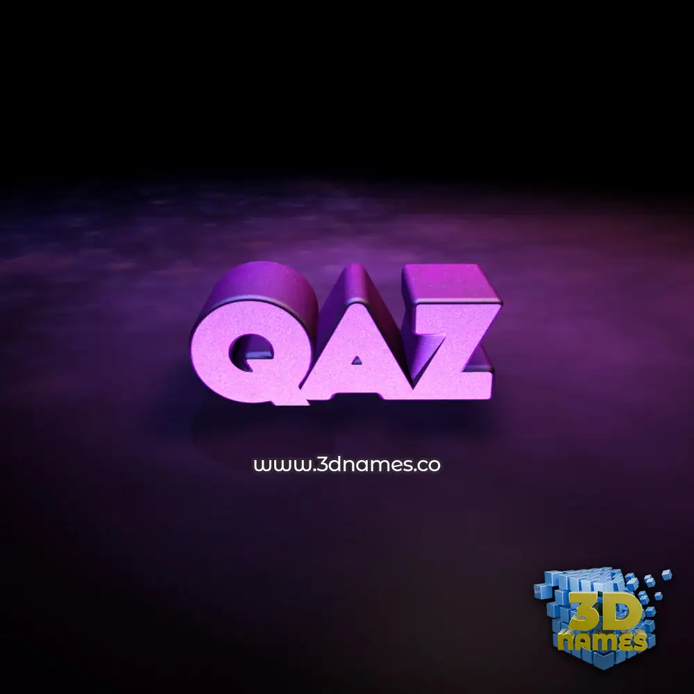 qaz in Big Purple style - 3D name wallpaper