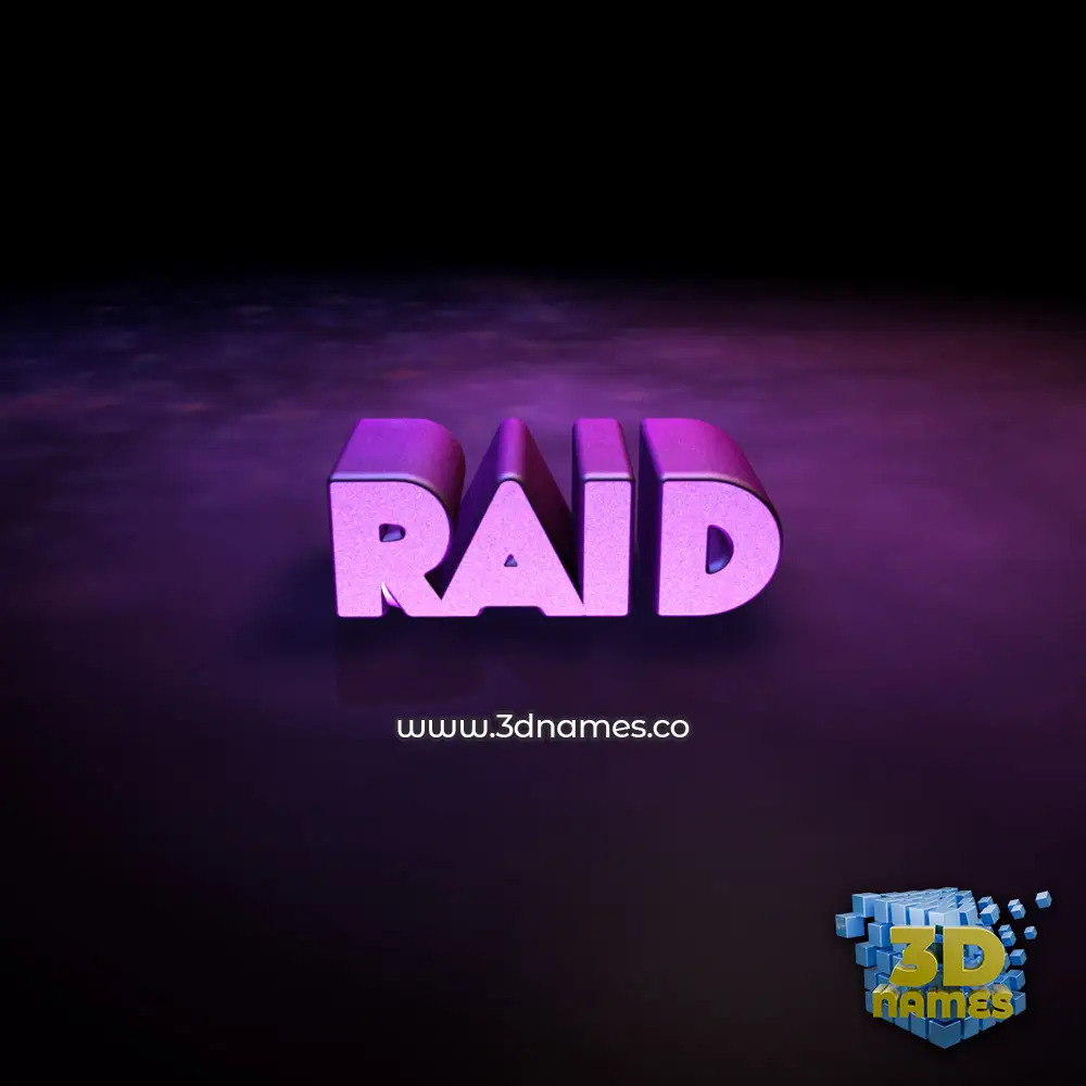 raid in Big Purple style - 3D name wallpaper