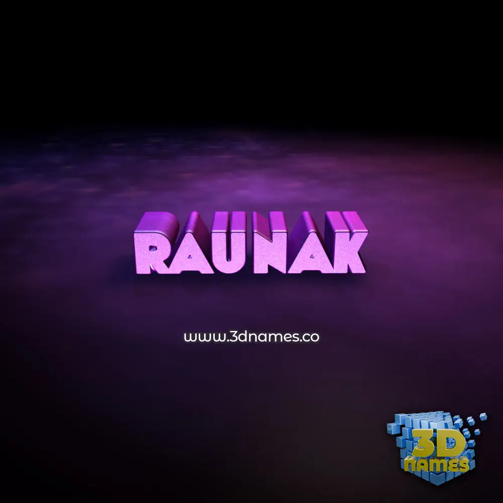 raunak in Big Purple style - 3D name wallpaper