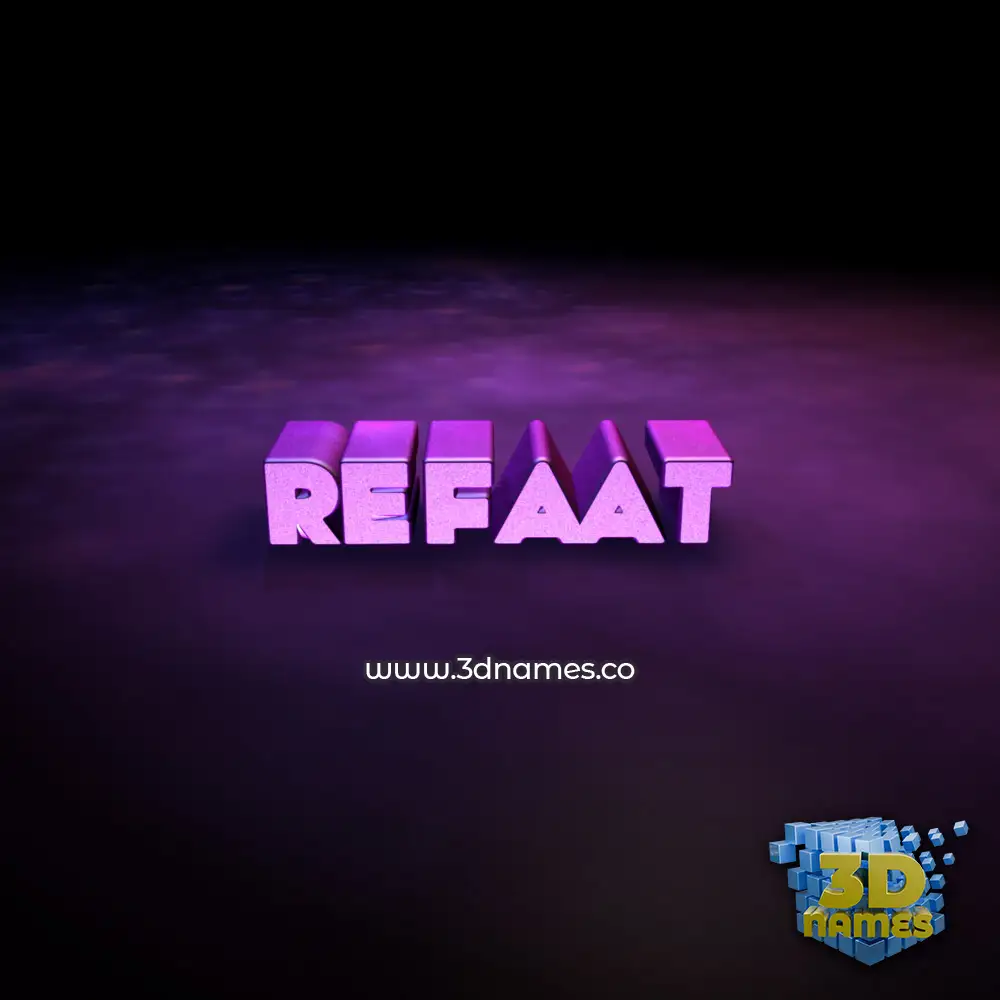 refaat in Big Purple style - 3D name wallpaper