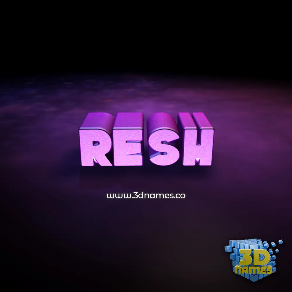 resh in Big Purple style - 3D name wallpaper