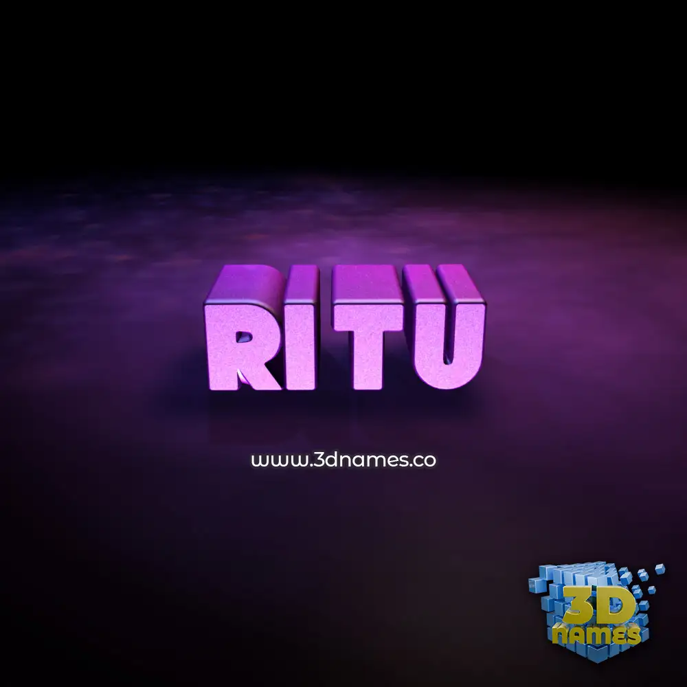 ritu in Big Purple style - 3D name wallpaper