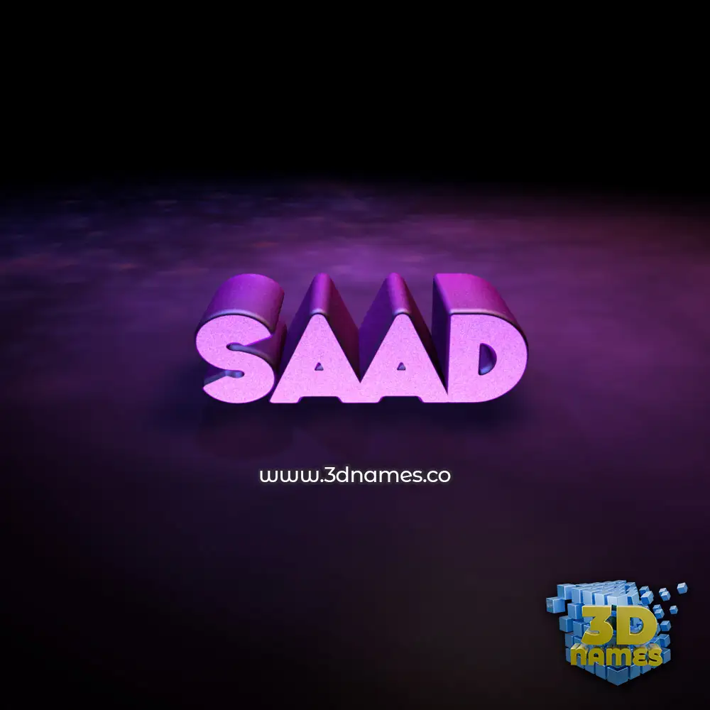 saad in Big Purple style - 3D name wallpaper