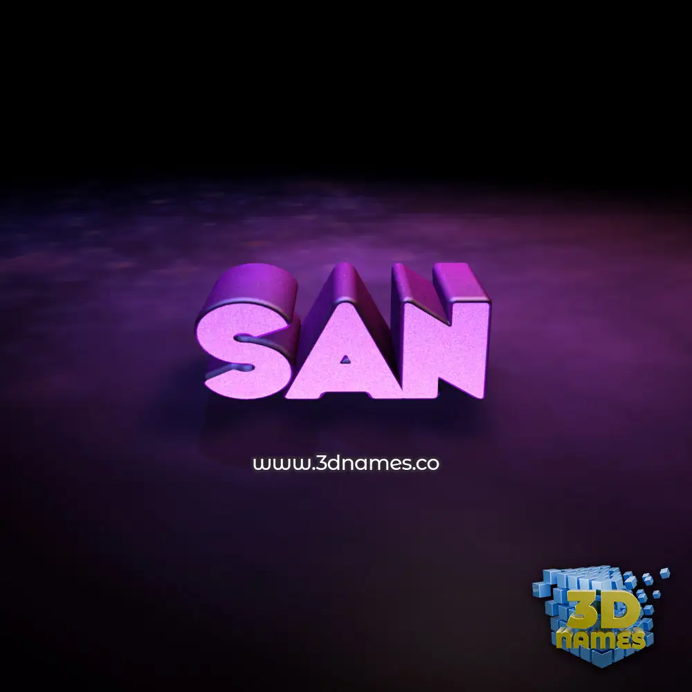 san in Big Purple style - 3D name wallpaper