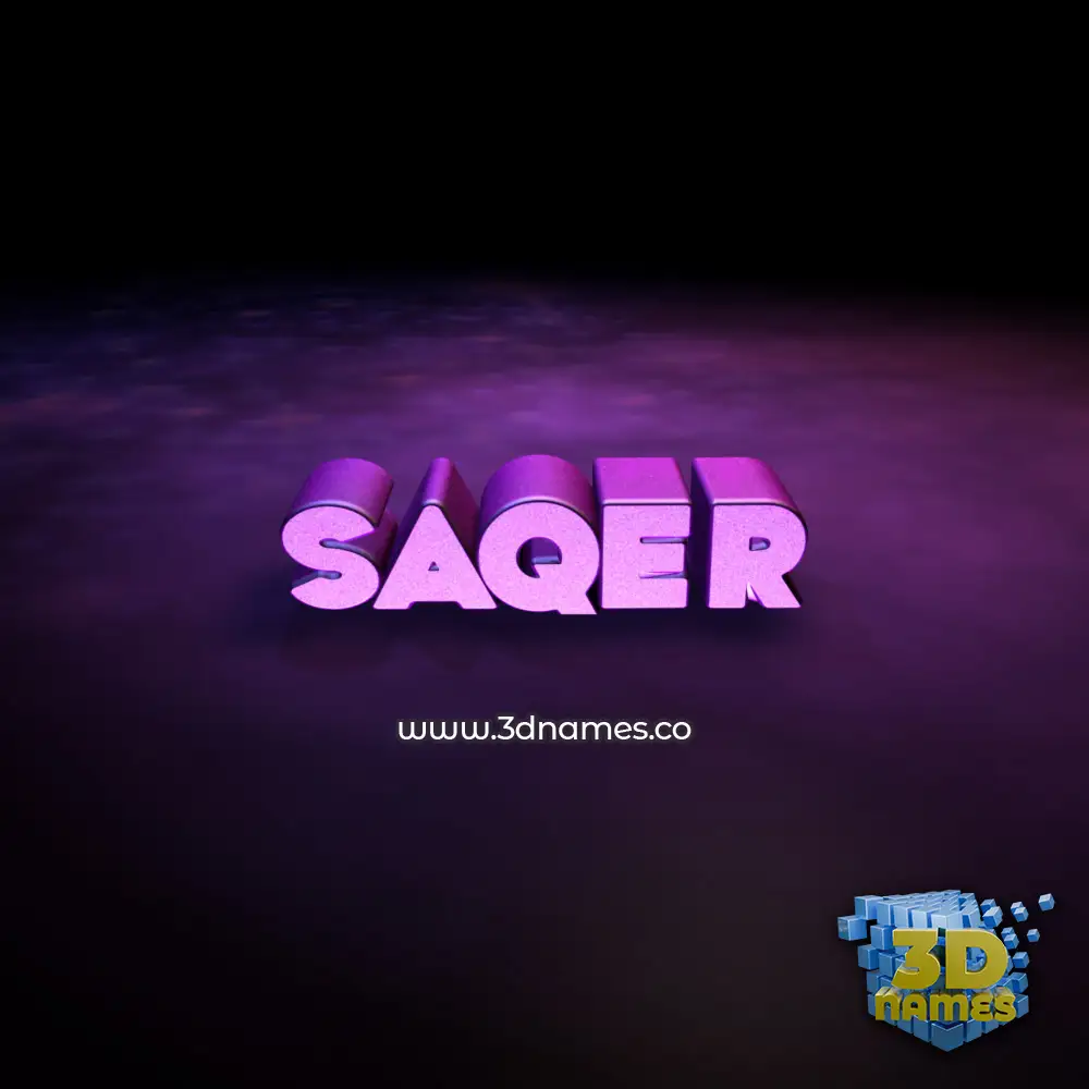 saqer in Big Purple style - 3D name wallpaper