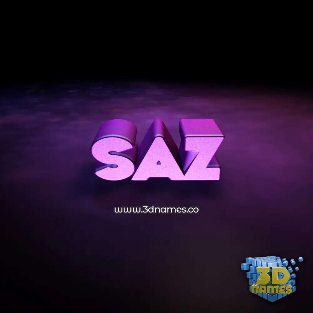 saz in Big Purple style - 3D name wallpaper