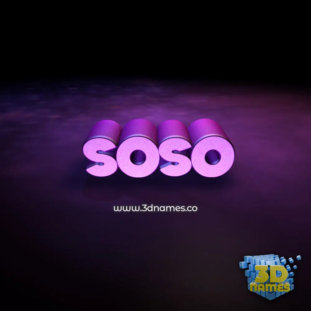 soso in Big Purple style - 3D name wallpaper
