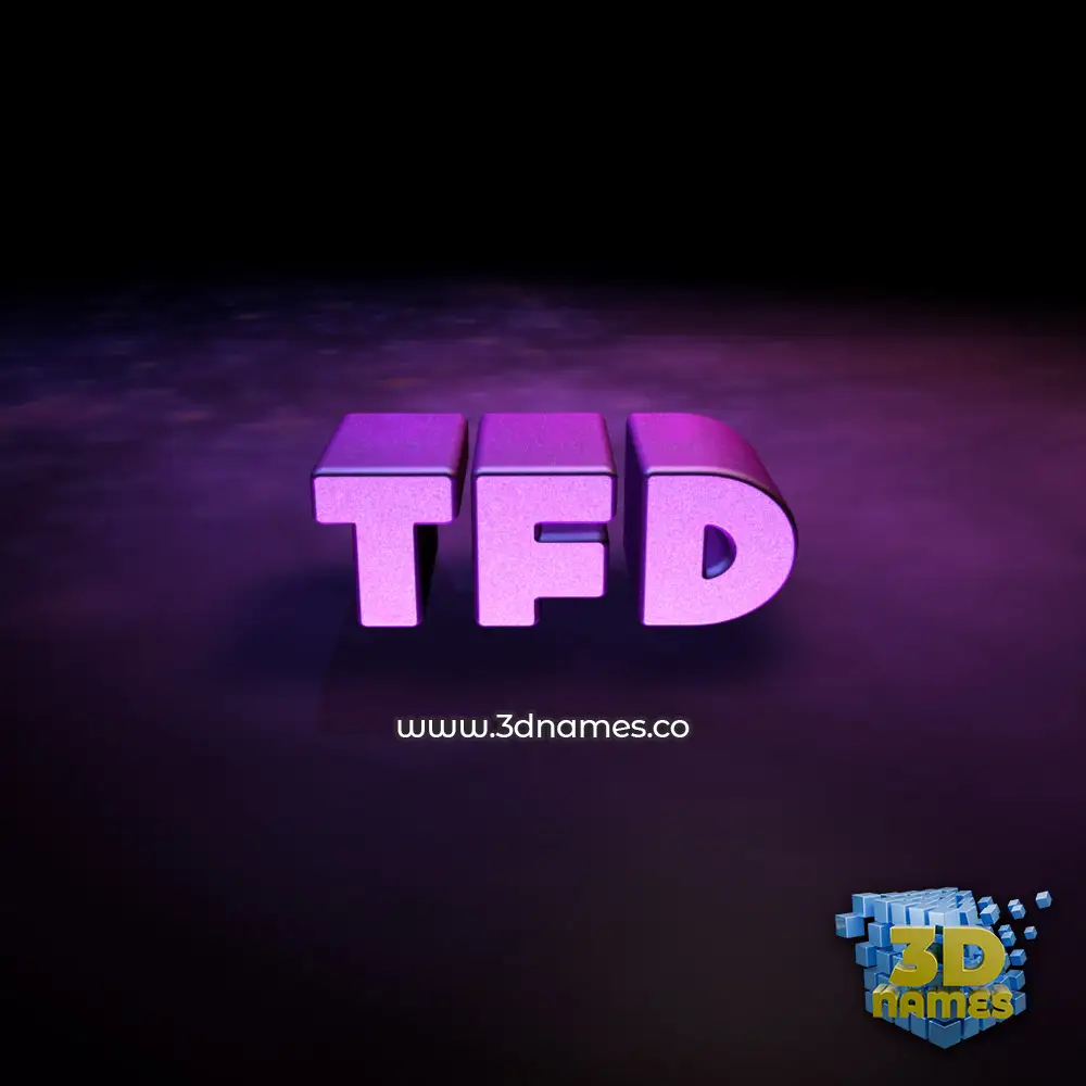 tfd in Big Purple style - 3D name wallpaper