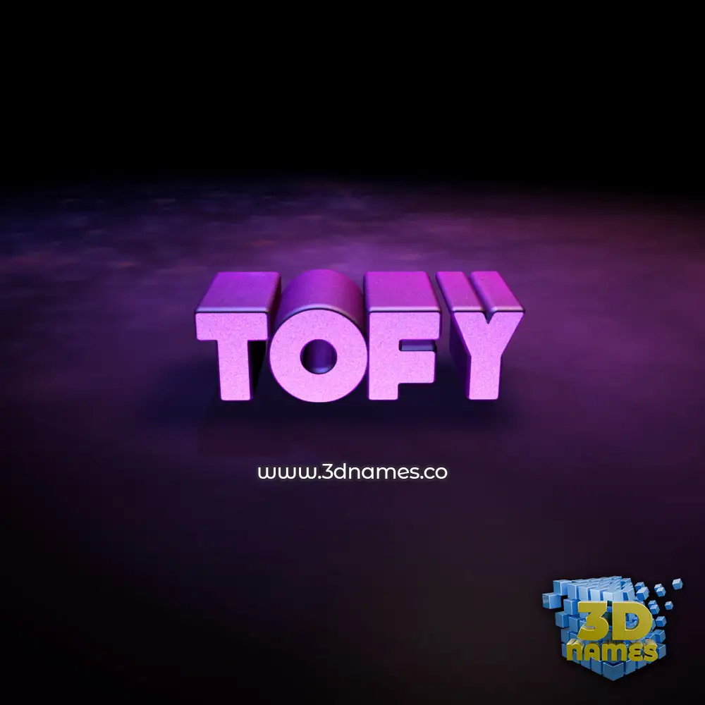 tofy in Big Purple style - 3D name wallpaper