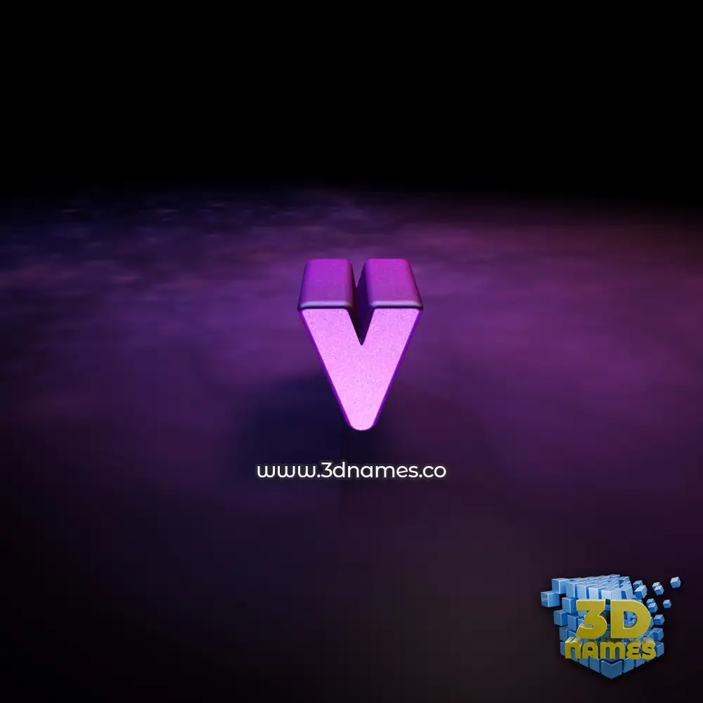 v in Big Purple style - 3D name wallpaper