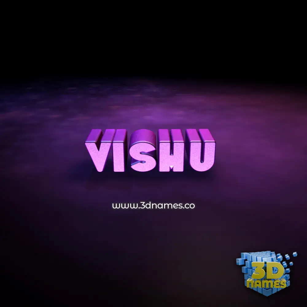 vishu in Big Purple style - 3D name wallpaper