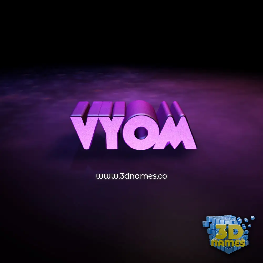 vyom in Big Purple style - 3D name wallpaper