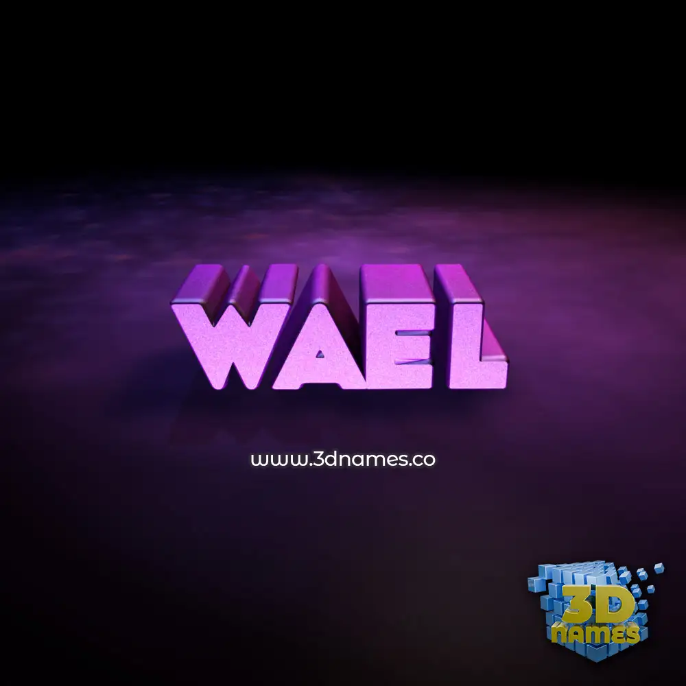 wael in Big Purple style - 3D name wallpaper