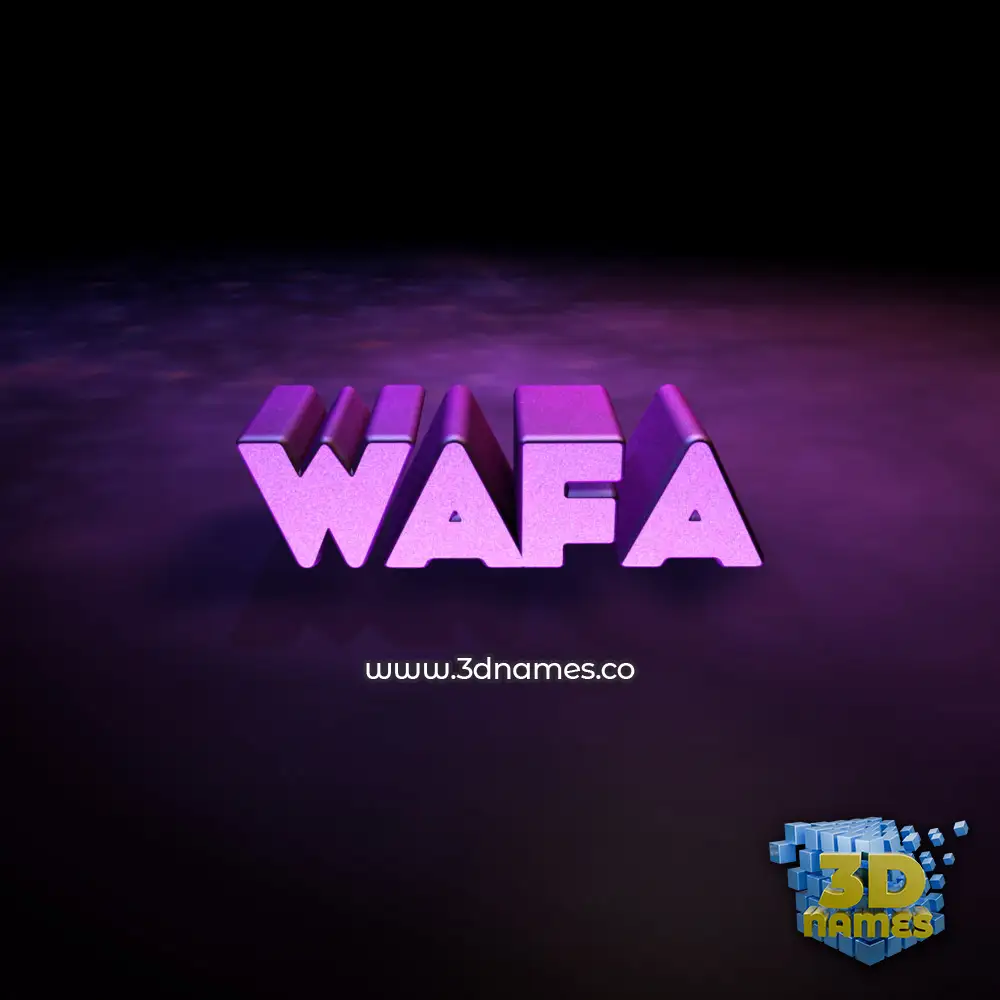 wafa in Big Purple style - 3D name wallpaper