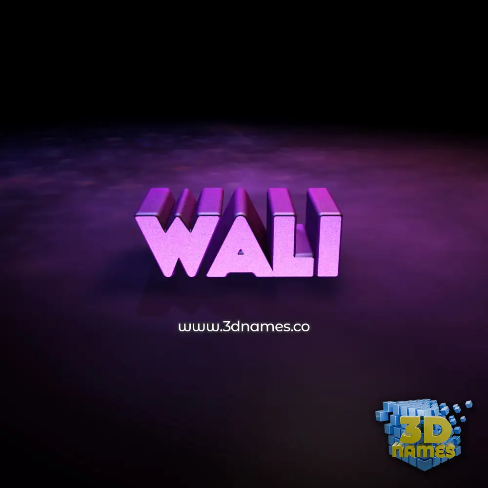 wali in Big Purple style - 3D name wallpaper