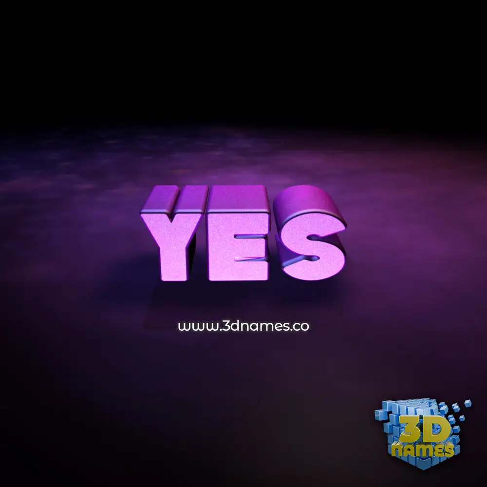 yes in Big Purple style - 3D name wallpaper