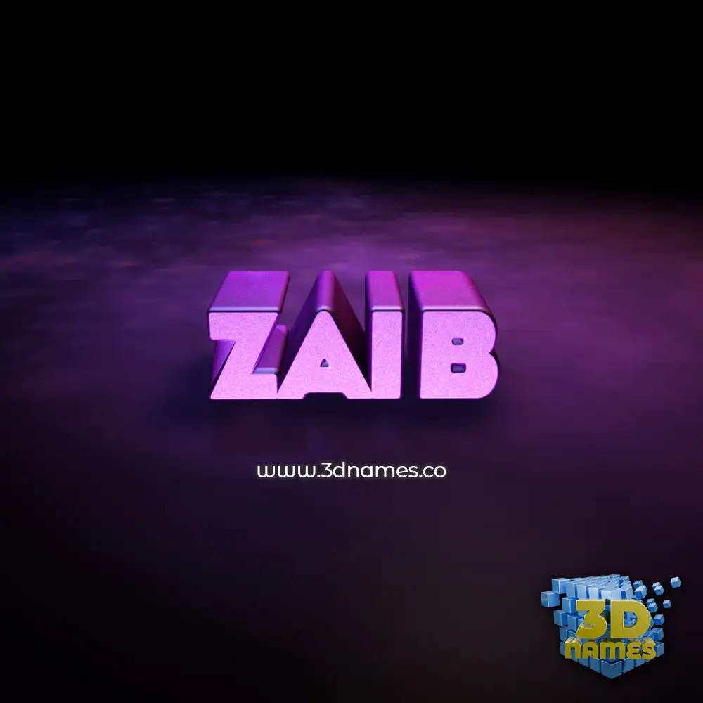 zaib in Big Purple style - 3D name wallpaper