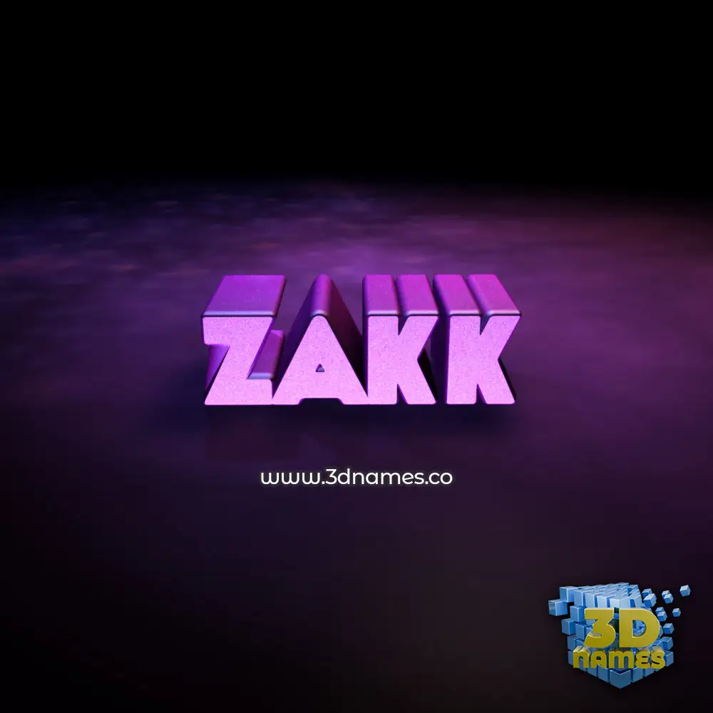 zakk in Big Purple style - 3D name wallpaper