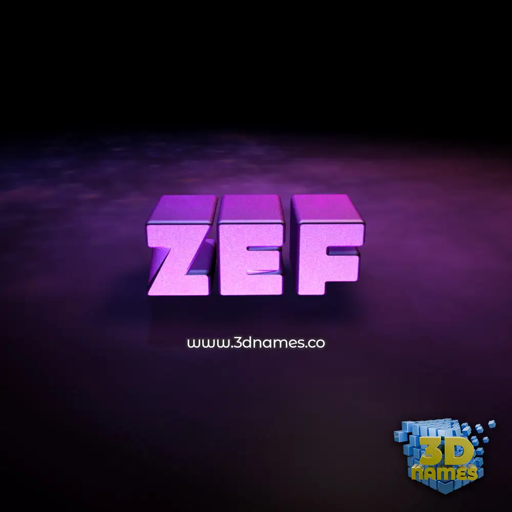 zef in Big Purple style - 3D name wallpaper