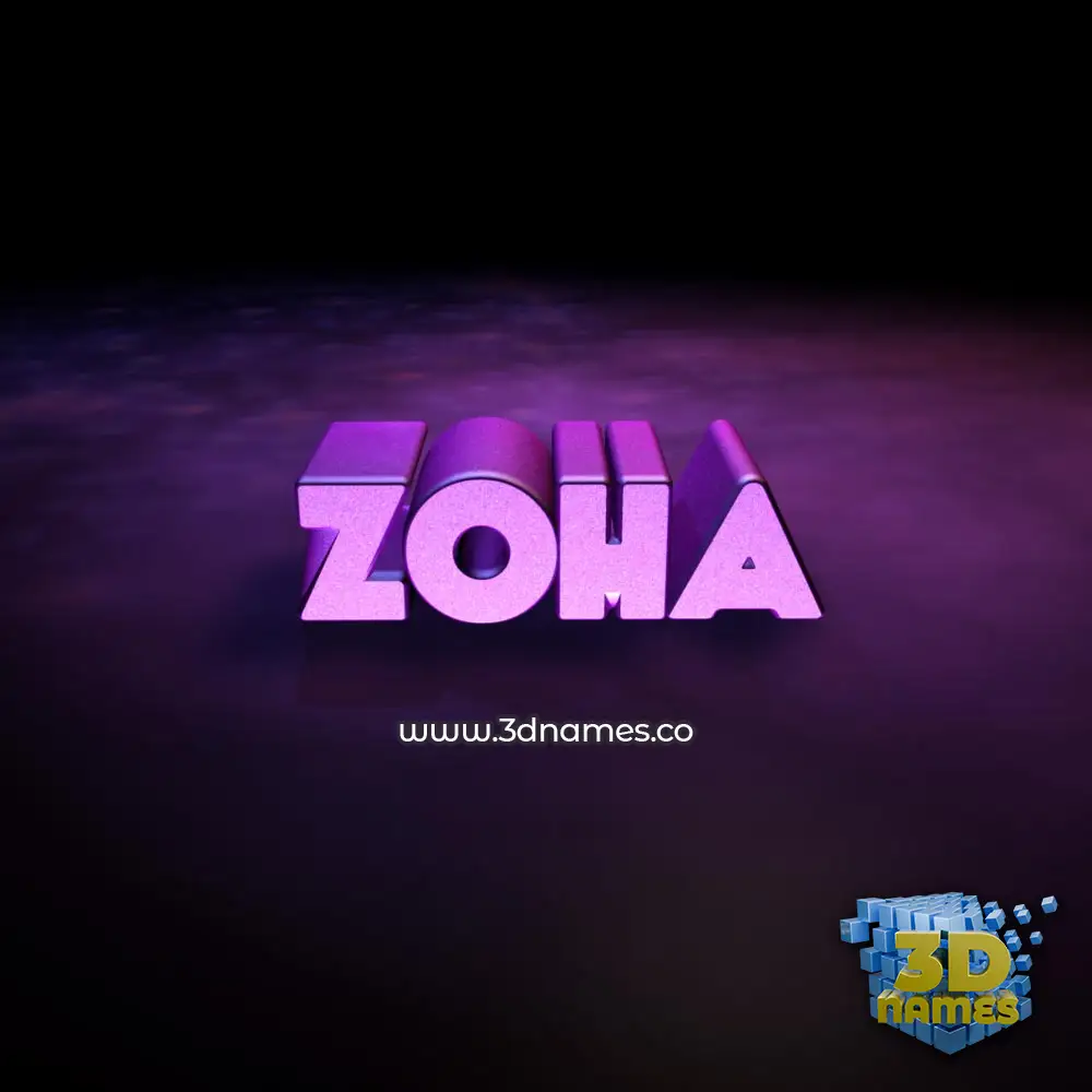 zoha in Big Purple style - 3D name wallpaper