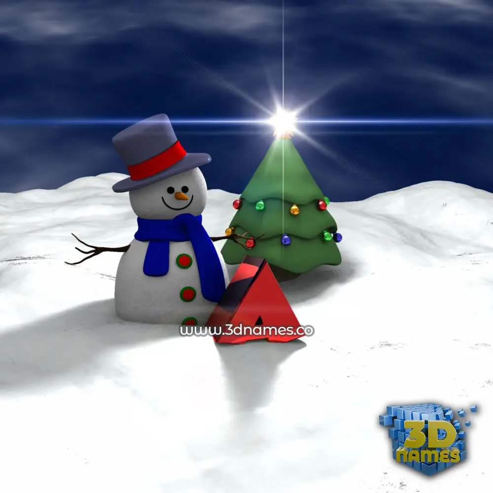 a in Happy Xmas style - 3D name wallpaper