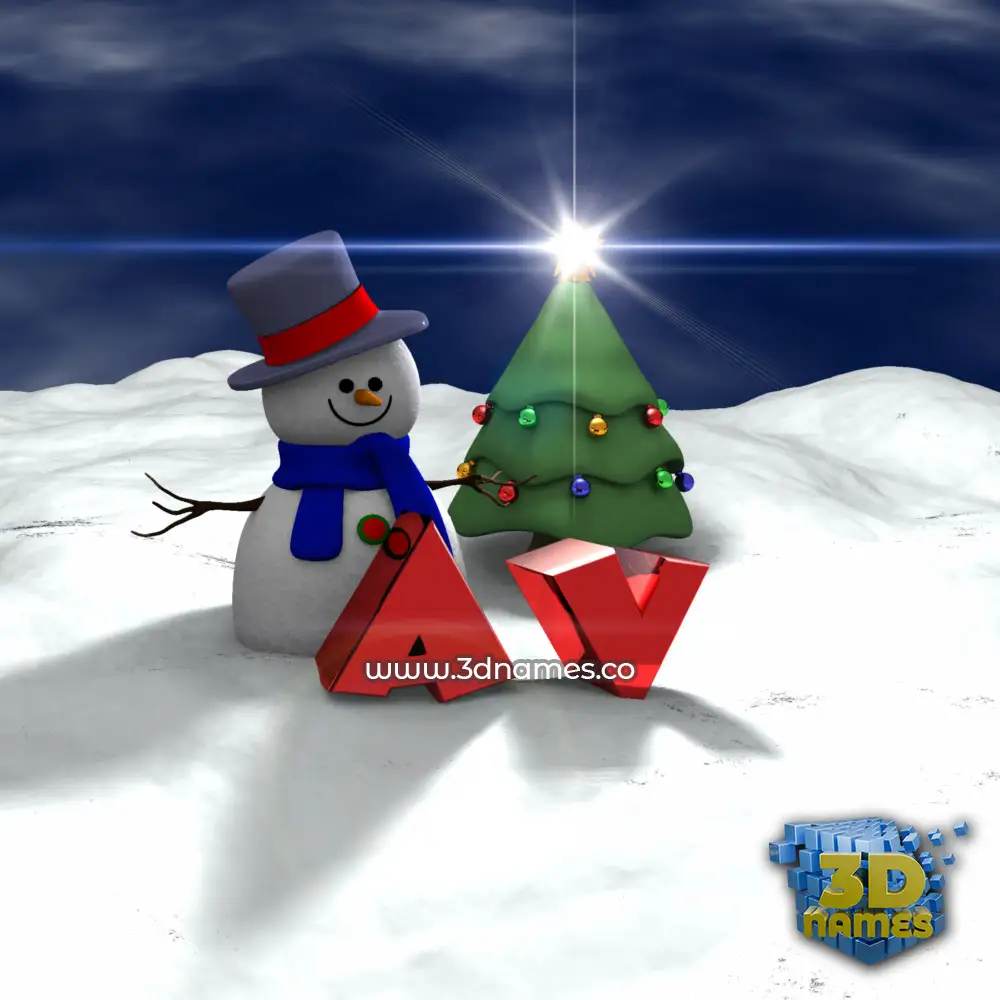 a v in Happy Xmas style - 3D name wallpaper