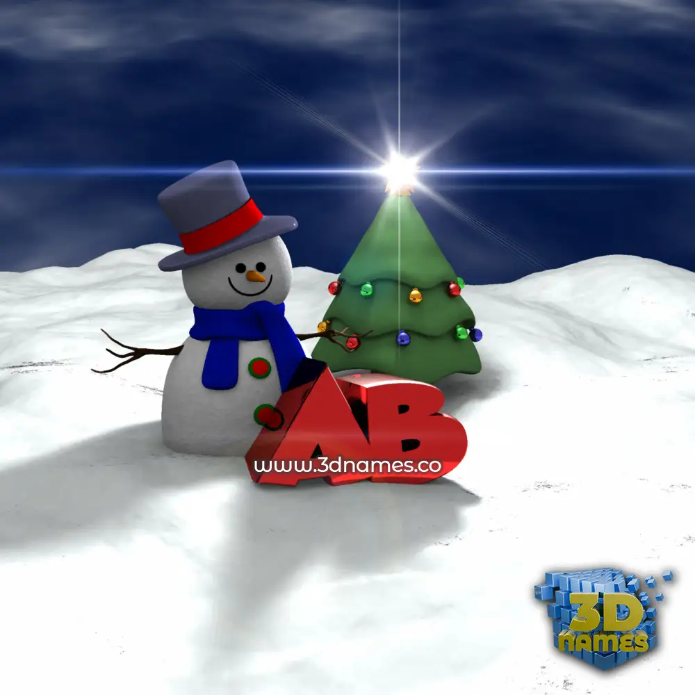 ab in Happy Xmas style - 3D name wallpaper