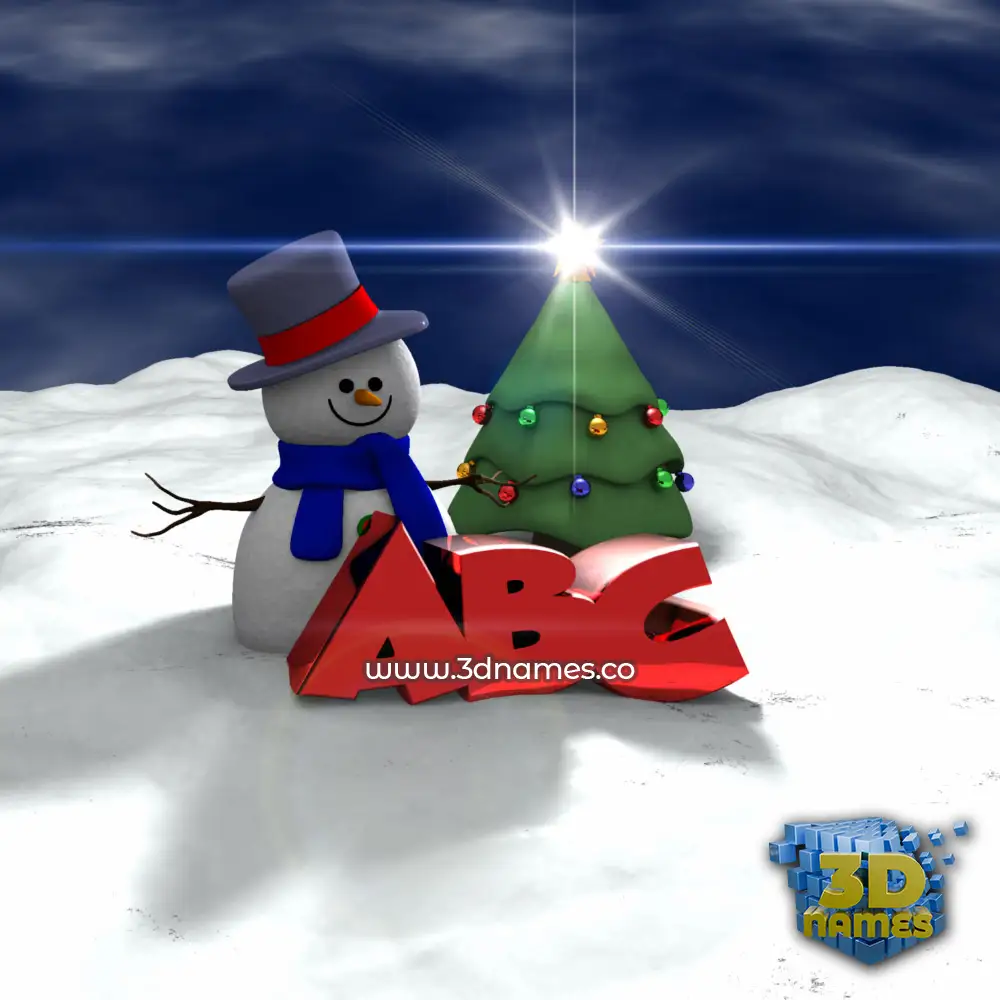 abc in Happy Xmas style - 3D name wallpaper