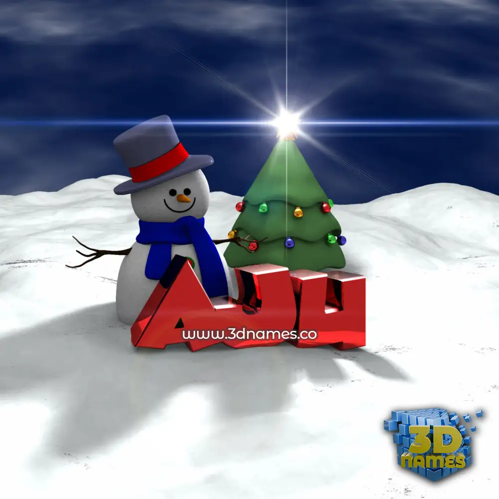 aju in Happy Xmas style - 3D name wallpaper