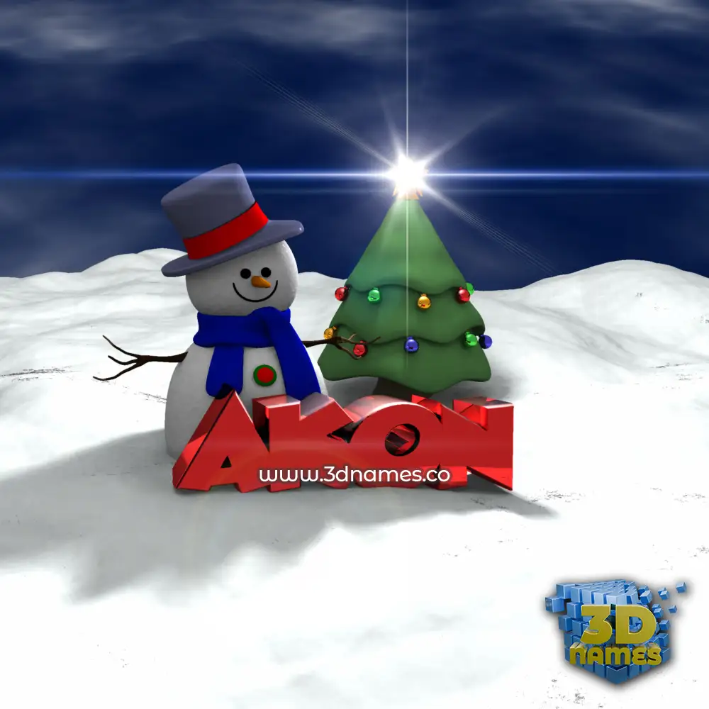akon in Happy Xmas style - 3D name wallpaper