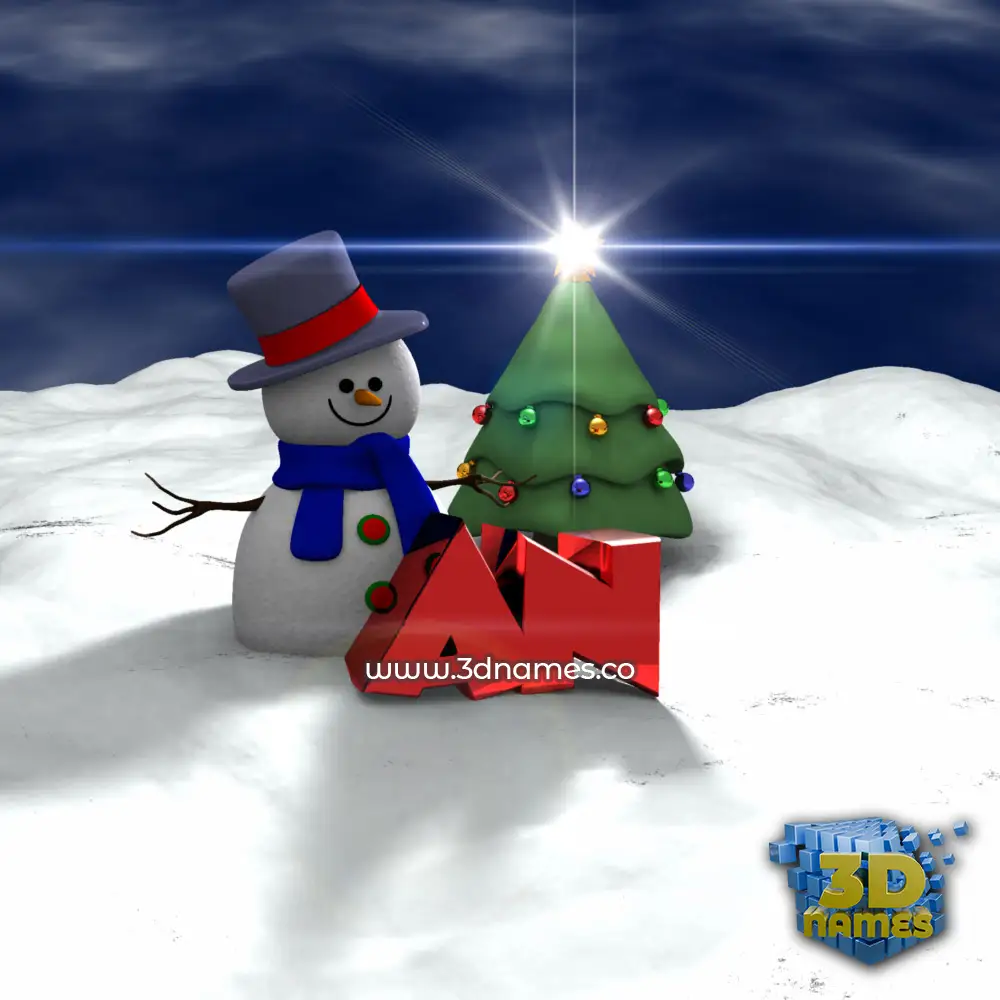 an in Happy Xmas style - 3D name wallpaper