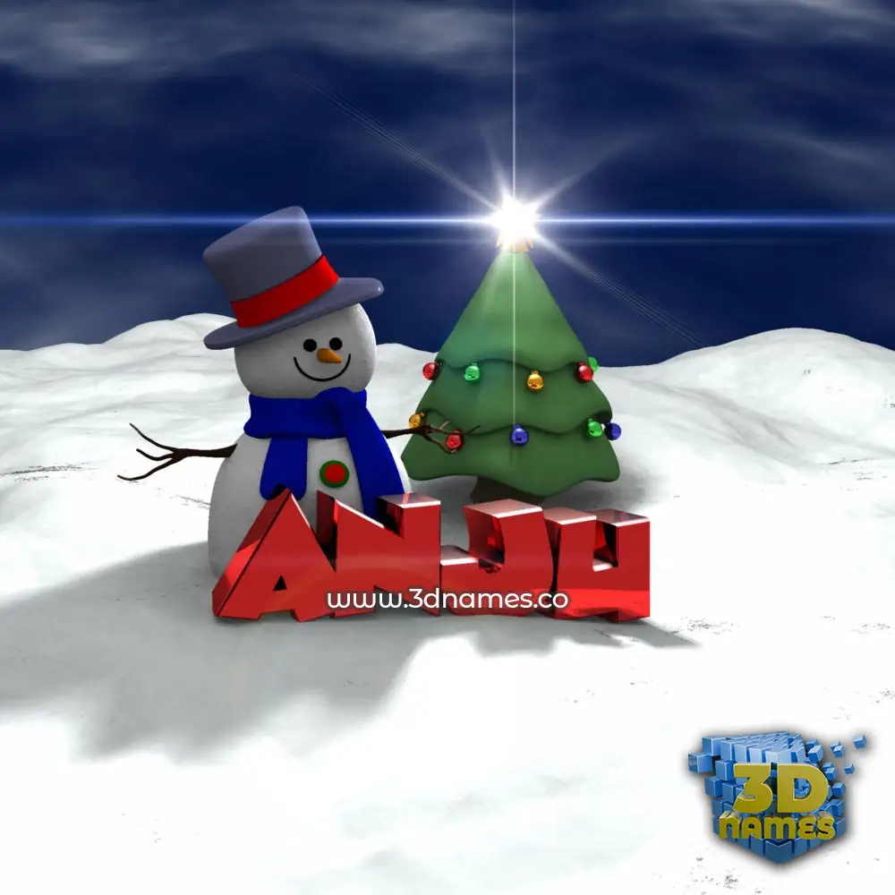 anju in Happy Xmas style - 3D name wallpaper